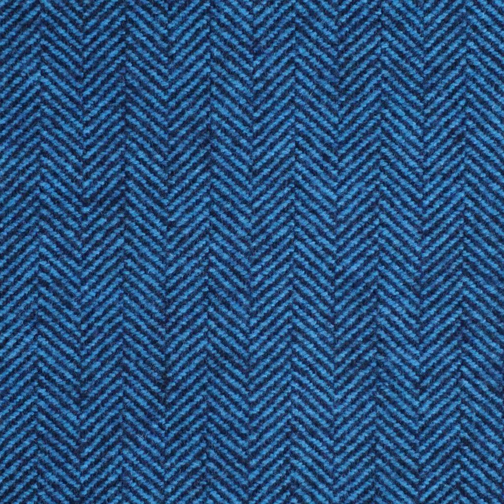 Wollstoff Schurwolle Tweed Fischgrat mittelblau nachtblau